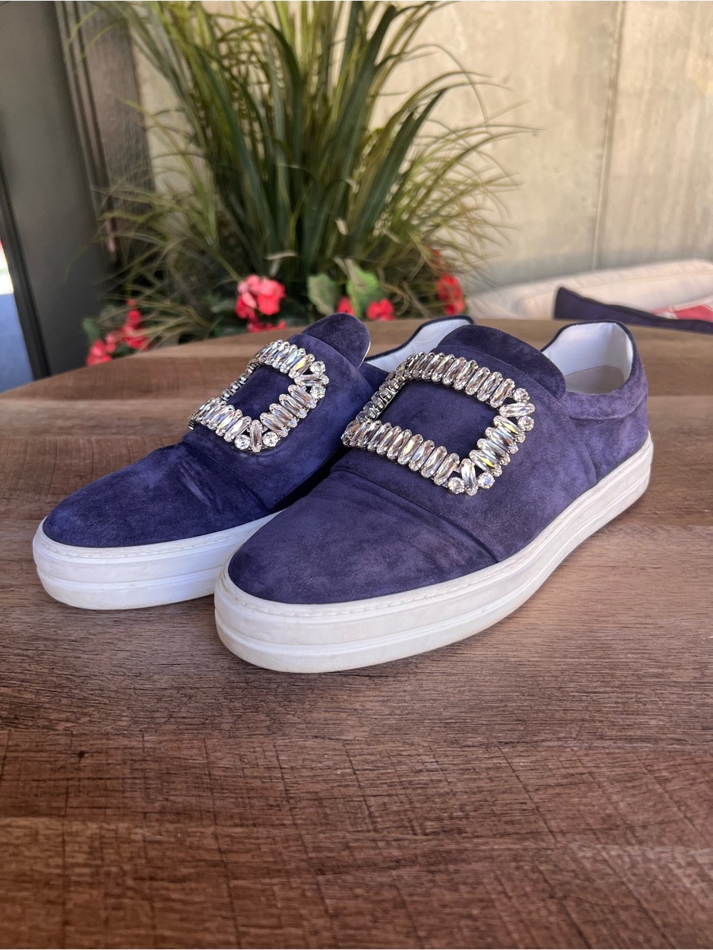Roger Vivier Sneaky Viv Crystal Buckle Blue Sneakers